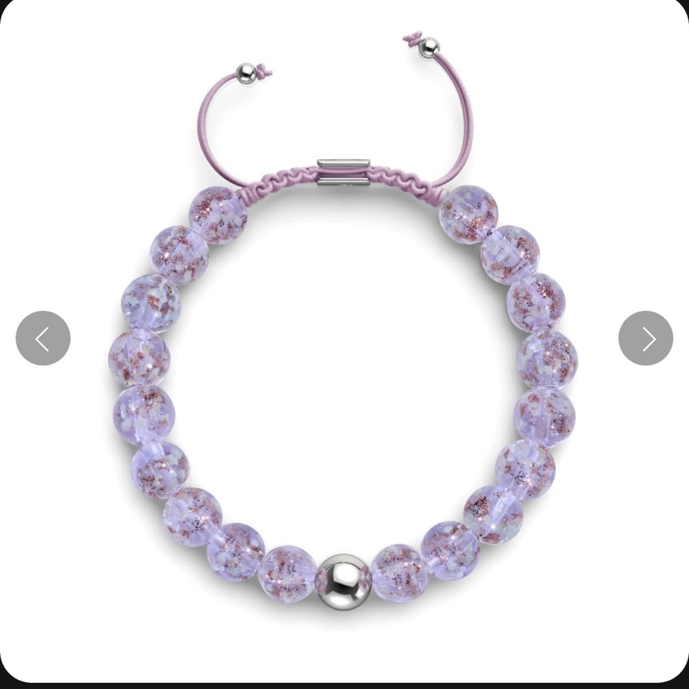 NOGU Lilac | Silver | Firefly Glass Macrame Bracelet - Picture 2 of 10